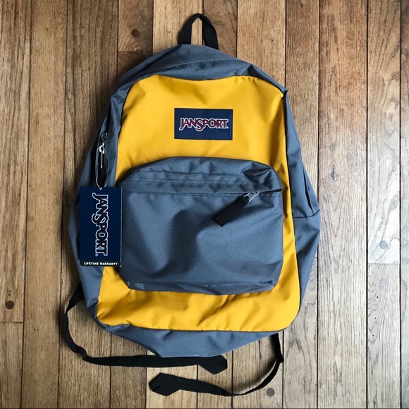 Jansport Handbags - NWOT Jansport Yellow & Gray Superbreak Backpack